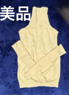 【試着のみ美品】アンゴラ・金糸織り込アームカバー付きノースリーブ タートルニット