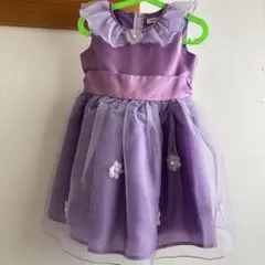 紫色 フリル付き フォーマルドレス