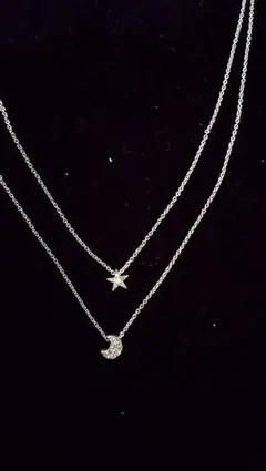 2連ネックレス 星 月 スター ムーン シルバーカラー アクセサリー