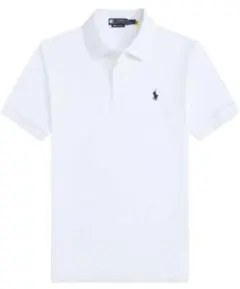 【未使用】ポロラルフローレン Tシャツ生地 半袖 ポロシャツ【XL・ホワイト】