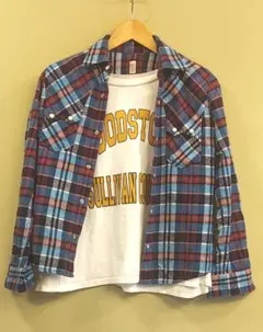 お値下げ中！レディース　ネルシャツ　青　赤　白　チェック