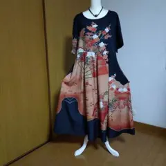 古典模様のゆったりワンピース✤試作品✤LL〜3L