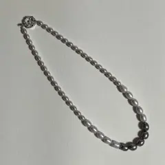 淡水　グレーパール　ネックレス　SILVER 美品