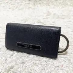 【良品】アニエスベー　キーケース　キーリング　サフィアーノ　レザー　黒