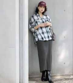 cocaコカ　ウォッシャブルミラノリブナロースカート　リブスカート