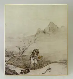 日本画 肉筆 絹本色紙 人物画 27.1cm×24.2cm - メルカリ