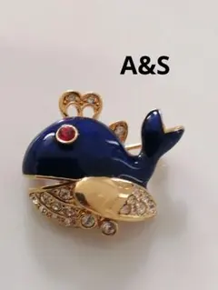 A&S　イギリス　クジラ型ブローチ　ネブルー