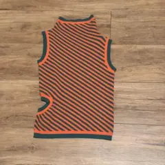 Kiko Kostadinov風ノースリーブニット オレンジグリーンストライプ