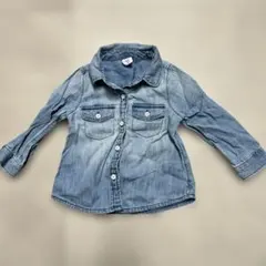 【美品】babyGAP デニムシャツ 長袖 ライトブルー 80