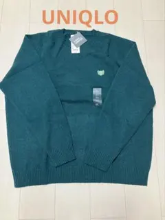 (新品)ユニクロUNIQLO ラムクルーネックセーター グリーン サイズ3XL
