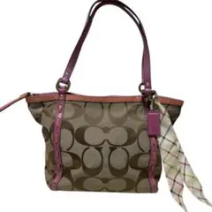 COACH コーチ シグネチャー トートバッグ ピンク スカーフ付 F13005 