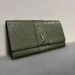 ロベルタディカメリーノ 本革 オーストリッチ型押し 長財布 グリーン イタリア製のサムネイル