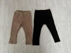 ベージュ・ブラック ポケット付きパンツ 90