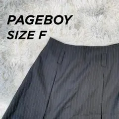 PAGEBOY ピンストライプ 膝丈スカート プリーツ 黒 F 【1110】