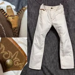 EDWIN コンチョボタンポケット　ホワイトデニム　白　カラーデニム　春色　夏色