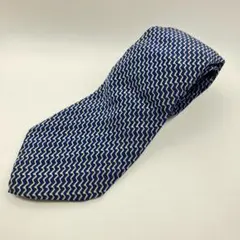 【美品】クリスチャンディオール ネクタイ シルク 幾何学柄 ジグザグ 青