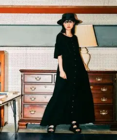 ニコアンド　2WAYマキシプリントワンピース　ブラック　Mサイズ