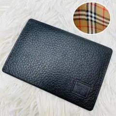 【良品】 バーバリー　ノバチェック　名刺　カードケース　レザー　黒