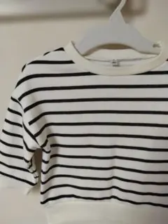 ストライプ 半袖トレーナー裏起毛