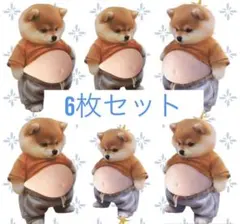 おなかぷにぷにシール　6枚セット お腹　柴犬　スクイーズ　シリコン　まとめ売り