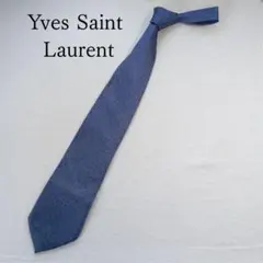 イヴサンローラン ネクタイ 青色 ドット柄 シルク 日本製 定番【n7641】