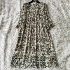 UNTITELD アンタイトル　花柄シャツワンピース　シアーシースルー