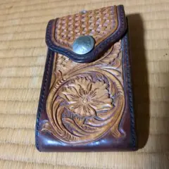携帯ケース　手作り革
