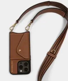 美品　ボンドリヤード iPhone 15 Pro ケース　レザー　ショルダー　茶
