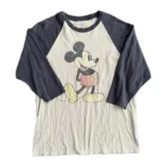 ミッキーマウス ディズニー 古着　ラグランスリーブTシャツ ロンT