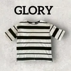 GLORY 5分袖カットソー ボーダー柄Tシャツ クルーネックT (L) 白黒のサムネイル