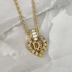【極美品】Dior✨ネックレスディオールロゴハートモチーフ ラインストーン228
