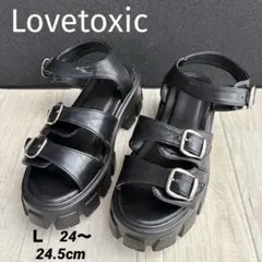 Lovetoxic ラブトキ 厚底 ベルトサンダル ブラック Ｌサイズのサムネイル