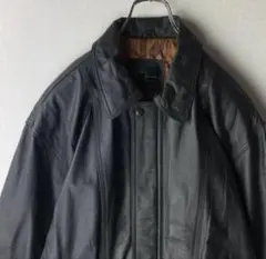 レザージャケット ヴィンテージ 牛革 ブラック 襟付き 古着 総柄オーバーサイズ