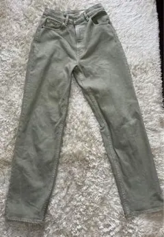 MOUSSY カーキ ストレートデニム