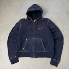 TRUE RELIGION フルジップ パーカー ロゴ ネイビー