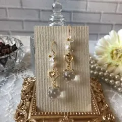 ☆439❤️ いちご　苺　淡水パール　ハート　花　ピアス　イヤリング