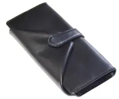 ■新品　送料込み■牛革　ボックス型　大容量小銭入れ　ギャルソンウォレット　黒