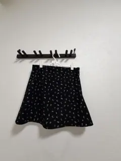 花柄台形ミニスカート 黒