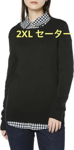 2XL セーター ライトウエイト クルーネック 長袖 レディース