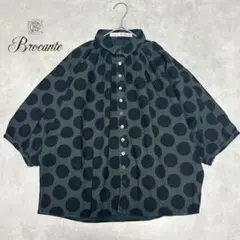 人気✨ ブロカント 水玉キャンバスグランシャツ フリー ドット 2025AW 黒