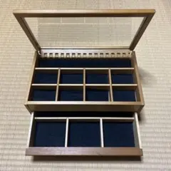 重厚　木製ミラー付ネクタイ収納ボックス　ダークブラウン 美品　幅57cm 重厚 木製ミラー付ネクタイ収納ボックス ダークブラウン 美品 幅57cm