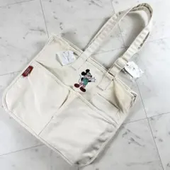 新品タグ付き アコモデ ディズニー ミッキーマウス刺繍 キャンバス トートバッグ
