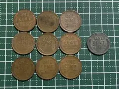 アメリカ　麦ペニー9枚　スチールペニー1枚　1セント　まとめ売り