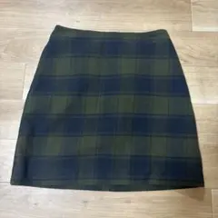 ユニクロ　グリーンチェック　ミニスカート