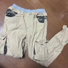 ベージュ カーゴパンツ 迷彩ポケット 140cm