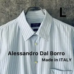 ✅【Alessandro Dal Borro】長袖ストライプシャツLイタリア製