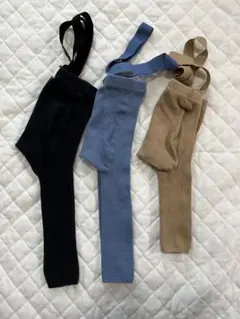 サスペンダー付きリブ編みレギンス3色セット