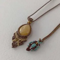 ​【ハンドメイド】マクラメ編み 天然石 ネックレス 2点セット