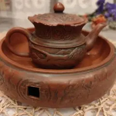 陶器製急須と受け皿セット