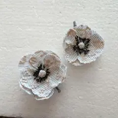 アネモネ ブローチ☆布花☆アートフラワー☆ミナペルホネン刺繍生地☆親子２点セット